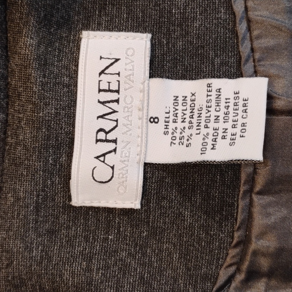 Carmen Blazer, Gray, Open Front, Lined, Zipper Pockets, Size 8 - Picture 3 of 6
